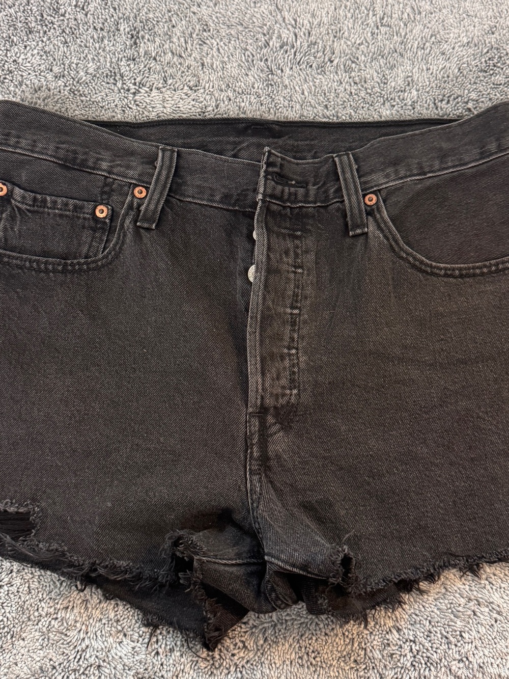 Women’s Black Denim Cutoff Shorts-Levi’s 501